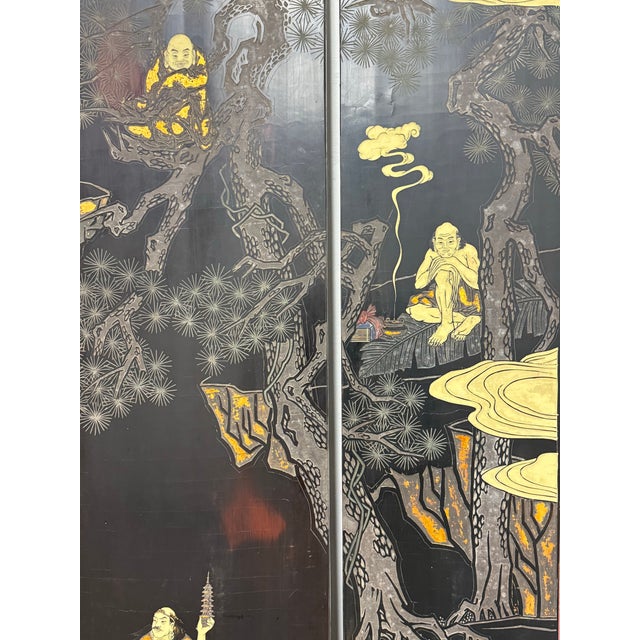 Chinese Eight Immortals Mountain Cloud Eight Panel Screen For Sale In San Francisco - Image 6 of 12