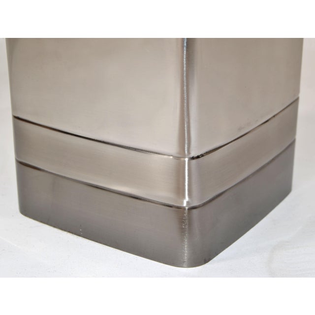 Silver Vintage Stainless Steel Triune Boutique Box Paper Tissue Holder For Sale - Image 8 of 12