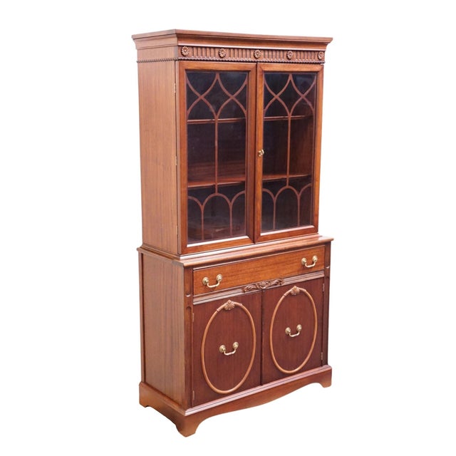 VINTAGE ANTIQUE Solid Mahogany Traditional Duncan Phyfe Inspired 39" China Cabinet 1236 69.25" High 39.75" Wide 16.25"...