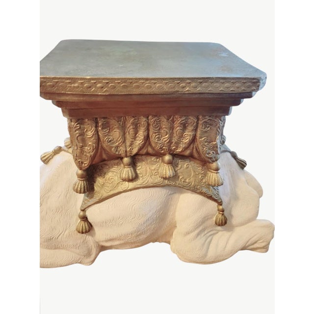 Sculpture Materials Large Vintage Plaster Camel Palm Beach Regency Garden Stool For Sale - Image 7 of 11
