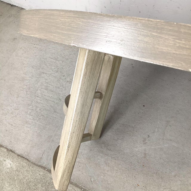 Vintage Round Low Coffee Table With Cerused Finish and Arch Base For Sale - Image 11 of 12