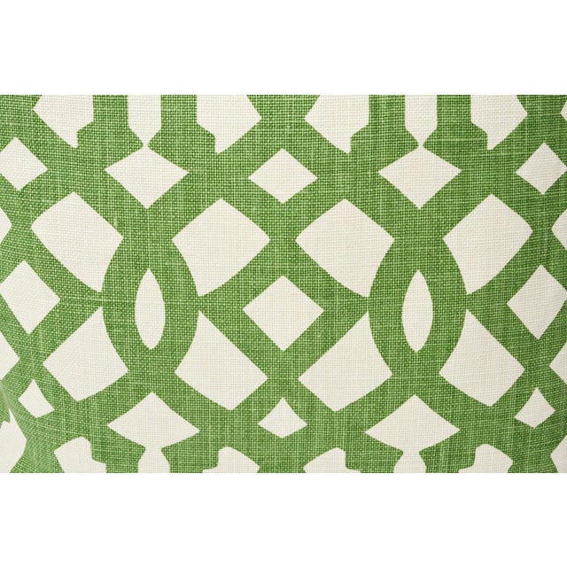 2010s Schumacher Double-Sided Pillow in Imperial Trellis Linen Print For Sale - Image 5 of 7
