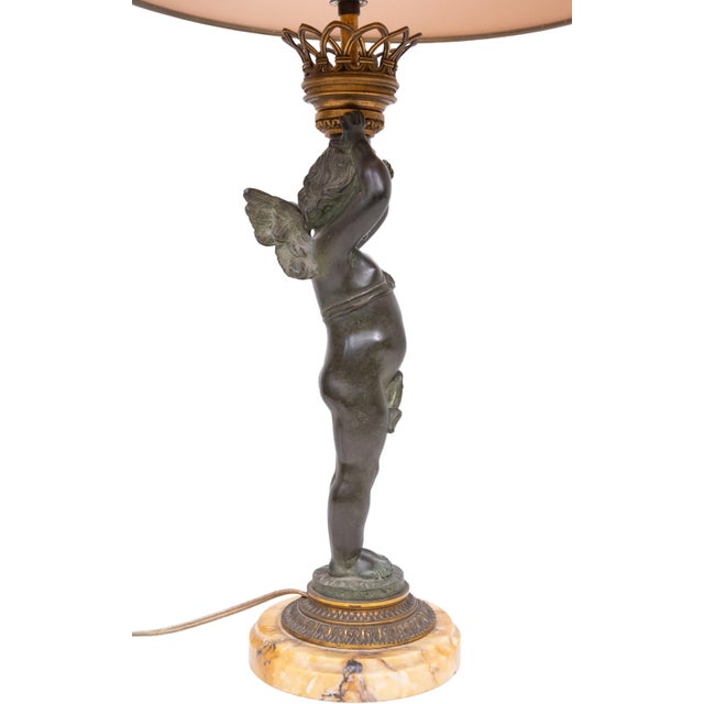 Antique French Empire Bronze Cherub Table Lamp, 1890s For Sale - Image 10 of 16
