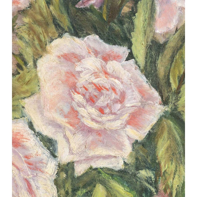 American American Pink Roses Oil on Canvas Panel, 20th Century For Sale - Image 3 of 7