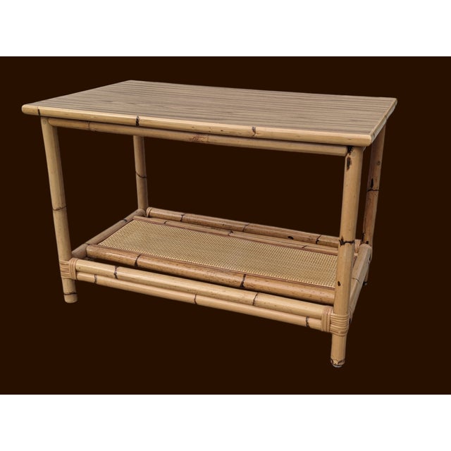 Mid 20th Century Vintage McGuire Style Mid Century Bamboo and Rattan Coffee Table For Sale - Image 5 of 11