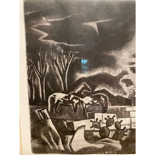 Modern 1940s Southwest Architectural Landscape Aquatint Etching by J. Jay McVicker, Framed For Sale - Image 3 of 5