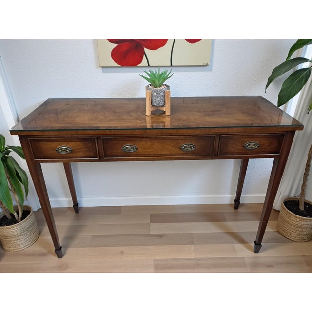 Vintage Mahogany Writing Desk from Bevan Funnell Ltd., 1980s For Sale - Image 4 of 18