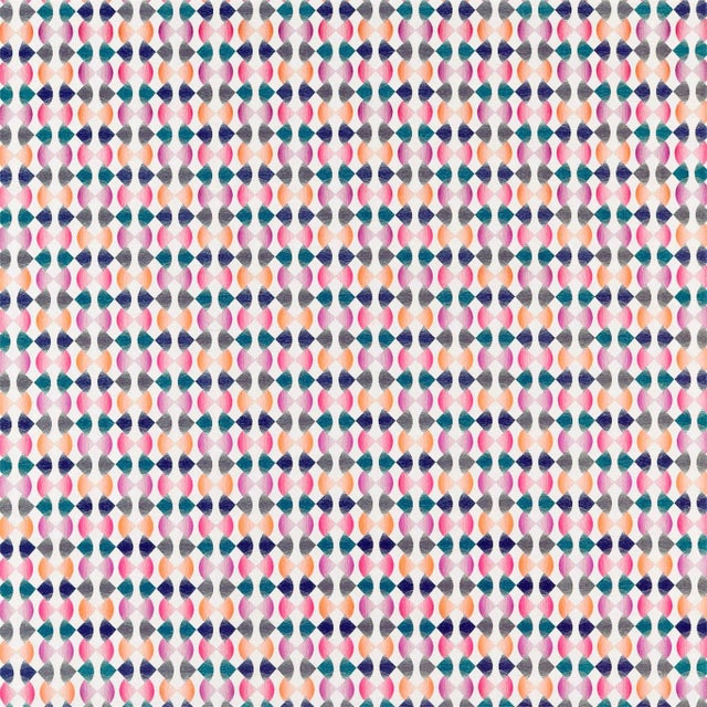 Harlequin Maiolica Fabric in Fuchsia/Mandarin/Indigo - a Sample For Sale