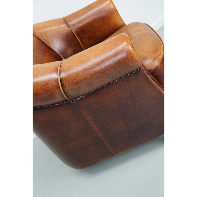 Vintage Dutch Cognac Leather Club Chair For Sale - Image 9 of 18
