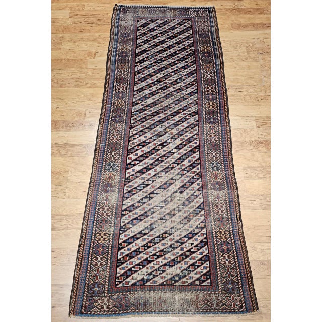 Antique Gendje Kazak Runner, Hand-Knotted Wool Pile, Caucasus, 1800s, 4' x 9' For Sale - Image 10 of 18