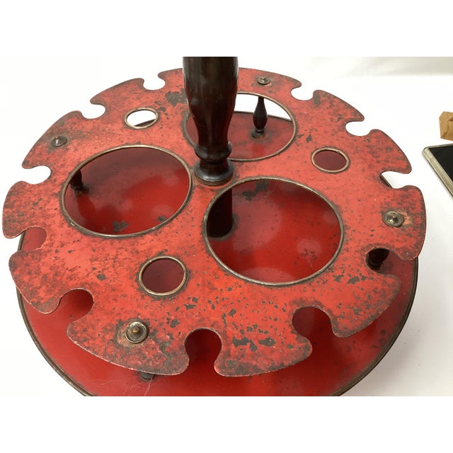 19th C French Tabletop Red Tole Cordial Liqueur Caddy For Sale - Image 4 of 5
