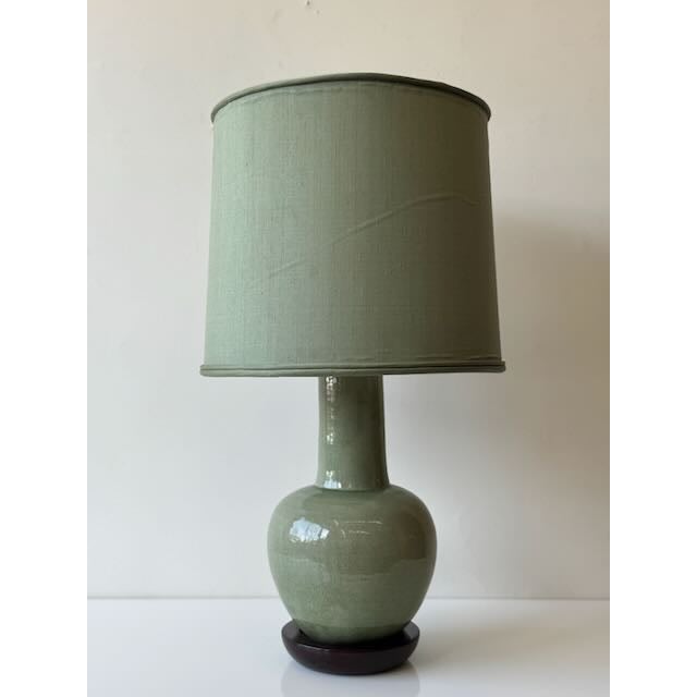 1950's Celadon Ceramic Table Lamp For Sale - Image 10 of 10
