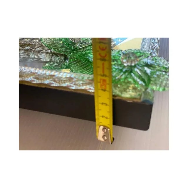 Venetian Rectangular Green Floral Hand-Carved Mirror in Murano Glass by SimoEng For Sale - Image 9 of 12