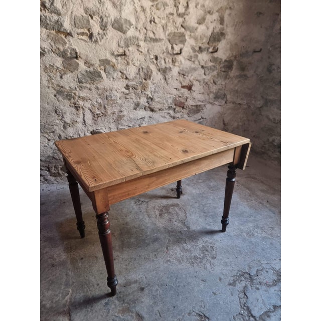 Vintage Pine Table with Extendable Side, 1930s For Sale - Image 11 of 18
