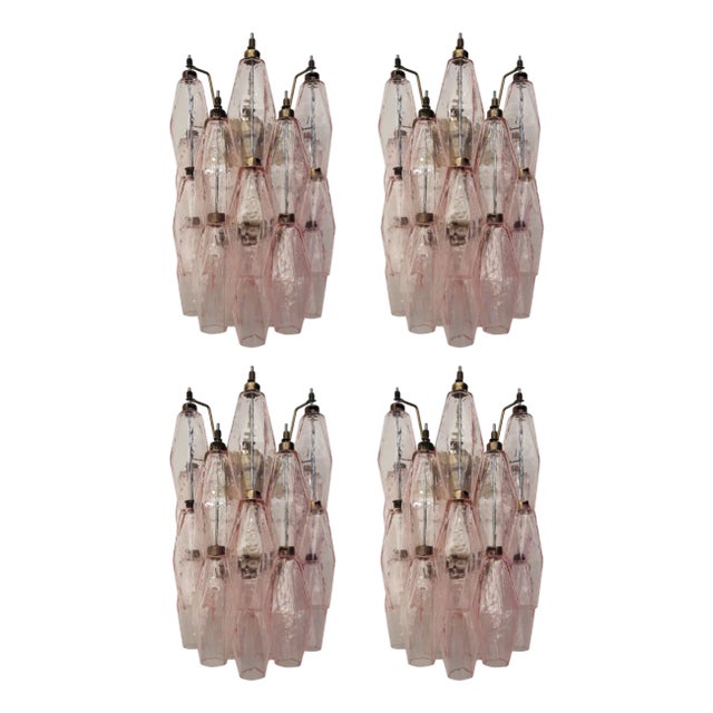 Murano Corridor Wall Lamps in Light Pink Tone, Set of 4 For Sale