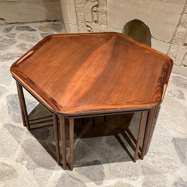 1950s France & Son Rosewood Nesting Coffee Table Set -- 7 Pieces For Sale - Image 13 of 13