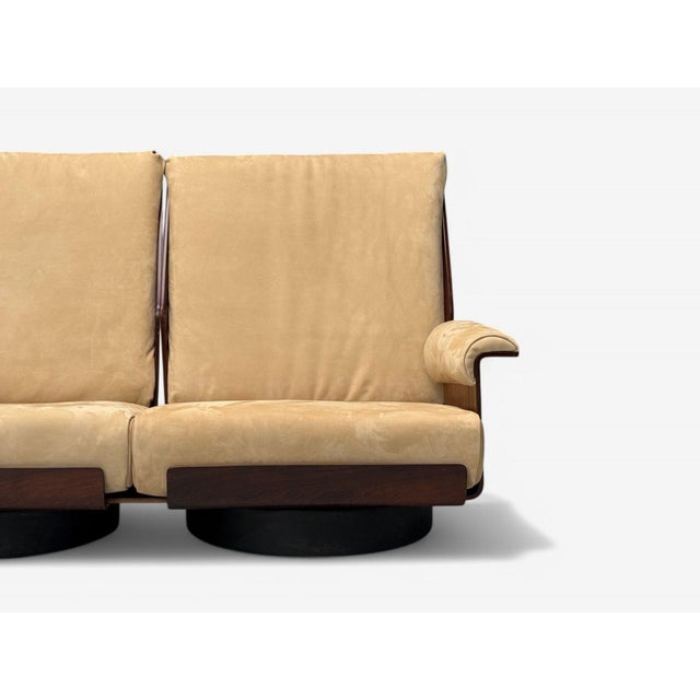 Bernard Brunier, French Mid-Century, Rosewood, Suede, Rare Sofa Set, 1960s For Sale - Image 9 of 9