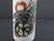 Vintage Chinese porcelain snuff bottle with hand painted enamel foo dog and unraveling ribbon ball design. Polished dome...