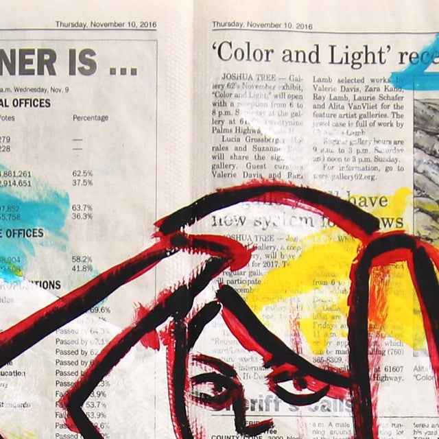The Winner Is... - Original Pop Street Art Acrylic Painting on Newspaper by Gary John For Sale In Los Angeles - Image 6 of 7