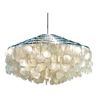 Verner Panton "Fun" 5-Tier 11DM Capiz Shell Chandelier For Sale