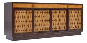 Edward Wormley for Dunbar Mid Century Basketweave Rosewood and Mahogany Credenza