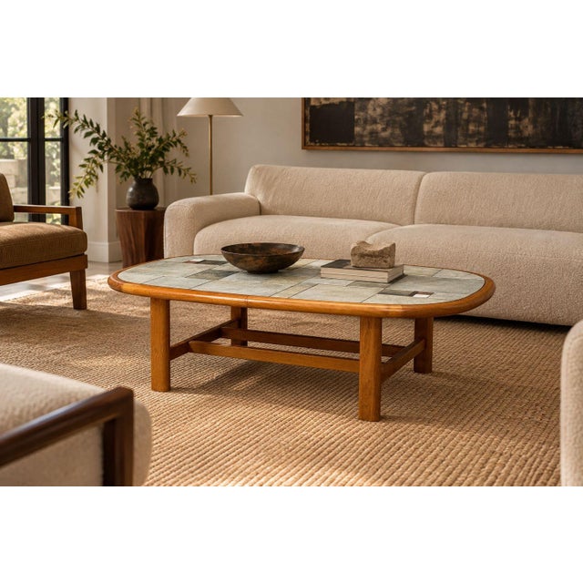 Gangso Møbler, Danish Mid-Century Modern, Coffee Table, Teak, Mosaic Tile, Denmark, 1970s A Danish Modern oval coffee...
