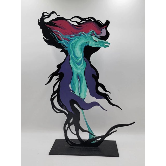 Black Rare Ltd Edition Bonnie Leibowitz Hand Painted Acrylic on Cast Iron 26/50. 24 In For Sale - Image 8 of 12
