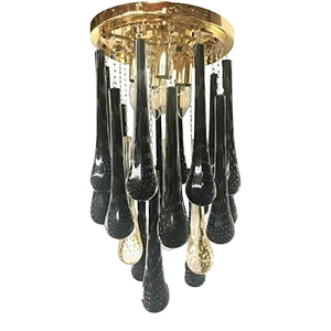 Contemporary Flush Mount With Big Drops Murano Glass