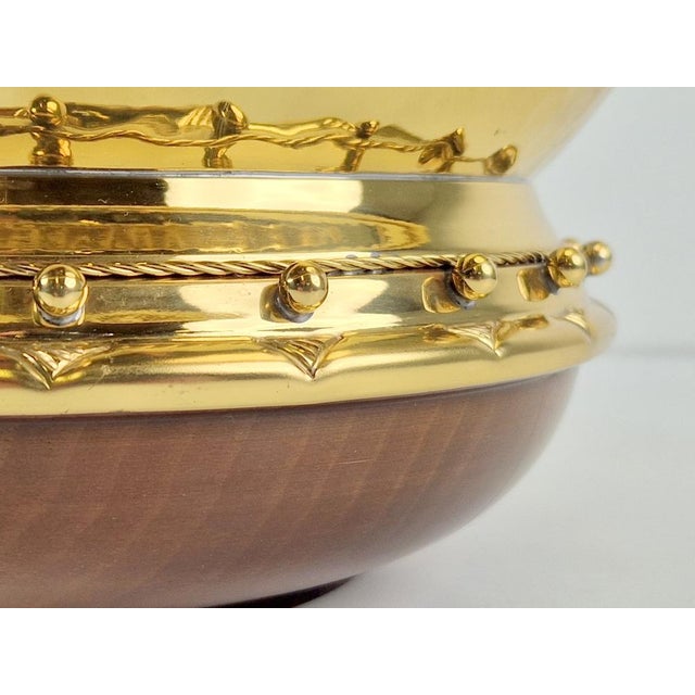 Vintage Valenti Gold Plated Centerpiece Bowl on Walnut Base, 1990s For Sale - Image 12 of 17