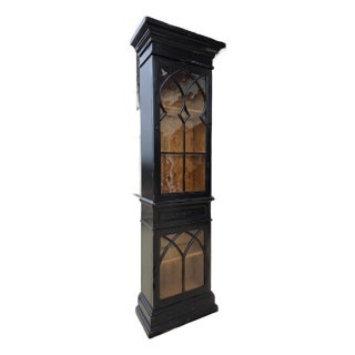 Tall Narrow Ebonized Display Cabinet For Sale