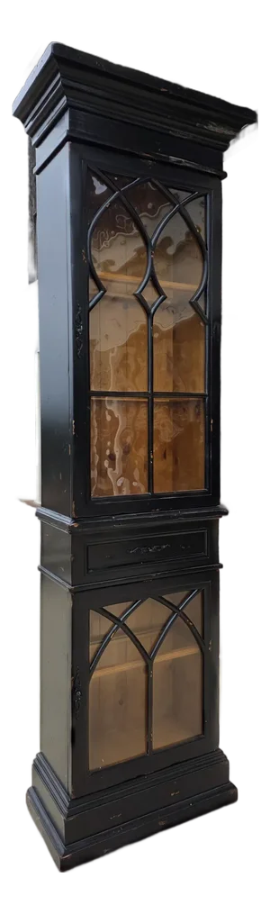 Tall Narrow Ebonized Display Cabinet