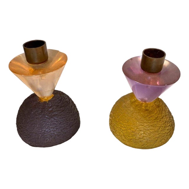 Vintage Art Deco Resin Candlestick Holders For Sale