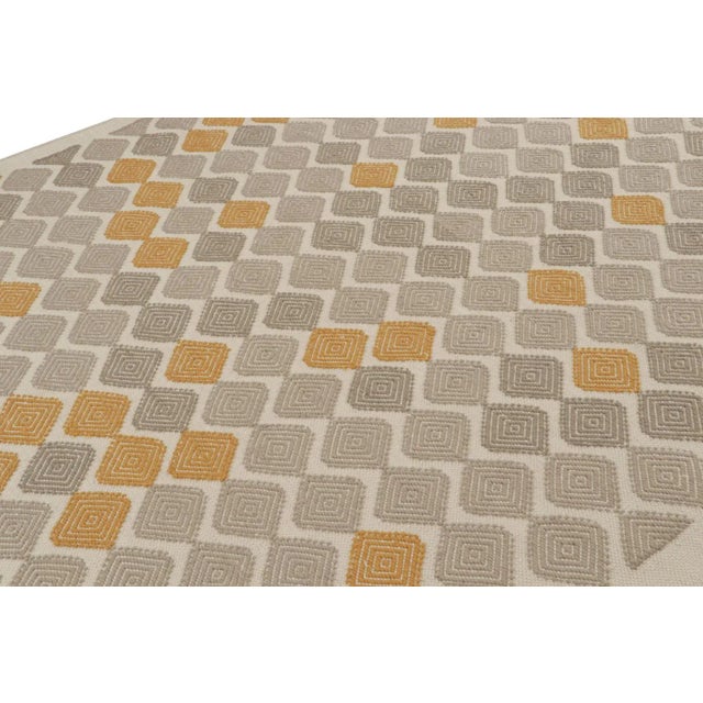 Rug & Kilim Rug & Kilim’s Scandinavian Style Rug in Grey & Gold Patterns For Sale - Image 4 of 7