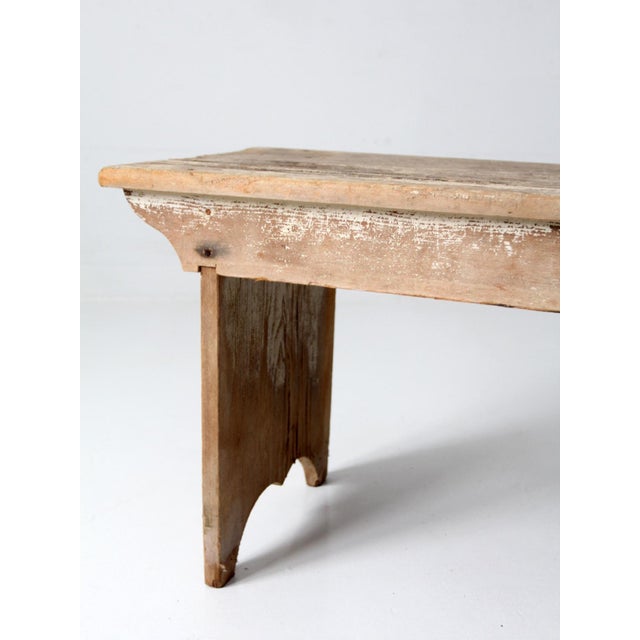Antique Primitive Wood Farmhouse Bench For Sale - Image 4 of 16