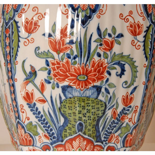 Blue Delft Vases Polychrome Delftware Chinoiserie Baluster Beaker Vases Set of 3 For Sale - Image 8 of 16