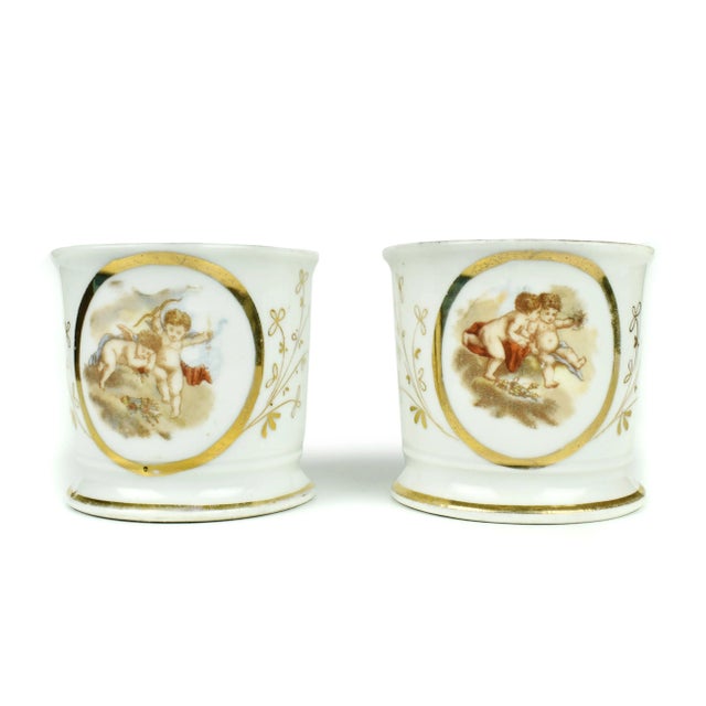 Ceramic Early 20th Century Antique Victorian Gold Shaving Mug Cup Germany - a Pair For Sale - Image 7 of 7