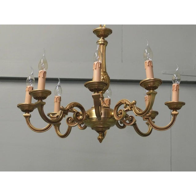 Metal Large French Gilded Brass Chandelier, 1970 For Sale - Image 7 of 8