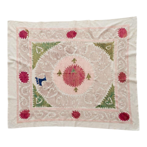 Handmade Neutral Tan Suzani From Uzbekistan