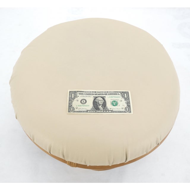 Wood Rattan Bamboo Base Round Bench Pouf Ottoman MINT For Sale - Image 7 of 7