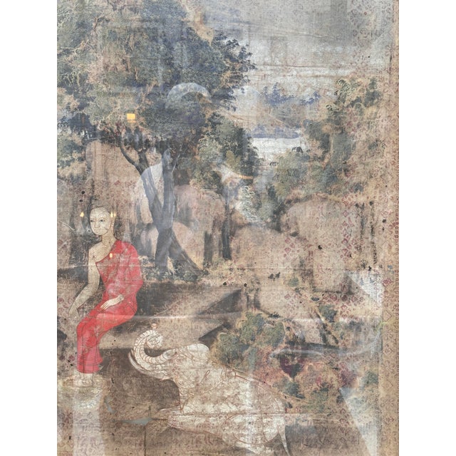 Antique Chinese Hand Painted Scenic Textile - Framed Art For Sale In Los Angeles - Image 6 of 7