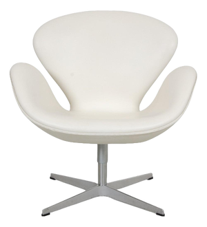 Swan Chair in White Leather by Arne Jacobsen, 2012