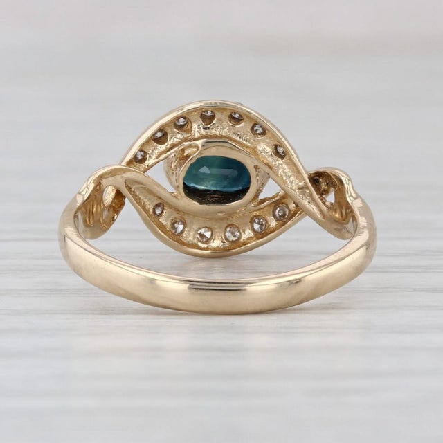 Blue 0.65ctw Blue Sapphire Diamond Ring 14k Yellow Gold Size 6.5 For Sale - Image 8 of 8