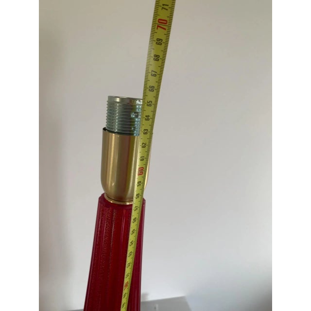 Lot of 2 Gold and Red Murano Glass Table Lamp With Shade For Sale - Image 9 of 13
