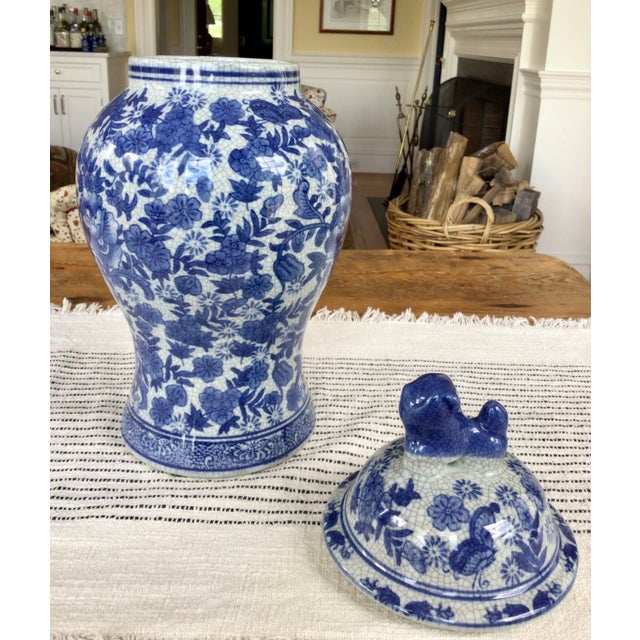 Tall Vintage Asian Blue and White Ginger Jar Vase Chairish