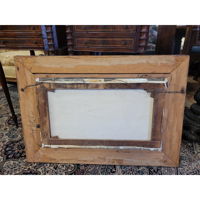 Charming decor setting antique flower painting depicting chrysanthemums. Measures 32 by 22 inches framed. In fine...