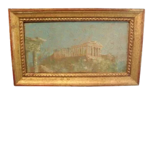 Henry Plussing Grand Tour Acropolis Oil Painting in Gilt Wood Frame