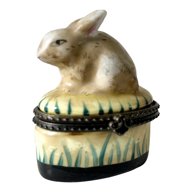 French HandPainted Porcelain Bunny Rabbit LimogesStyle Box Chairish