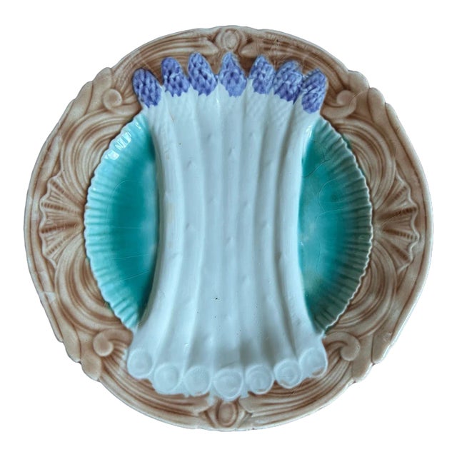 Antique French Majolica Plate by Orchies, C. 1920's For Sale