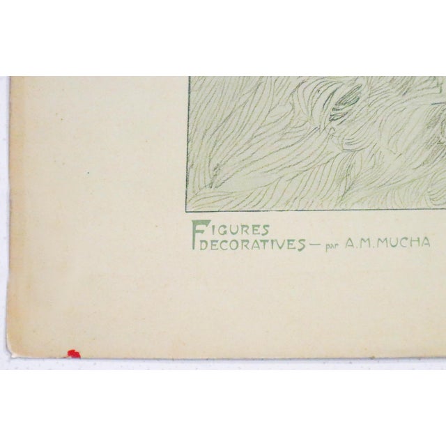 1900 - 1909 1905 French Art Nouveau Illustration - Alphonse Mucha, Four Girls ('Figures Decoratives,' Plate #6) For Sale - Image 5 of 5