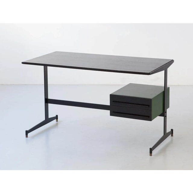 Vintage Italian Black and Green Desk Table, 1960s For Sale - Image 9 of 9